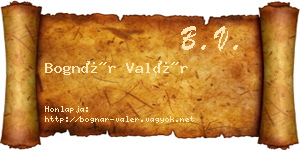 Bognár Valér névjegykártya